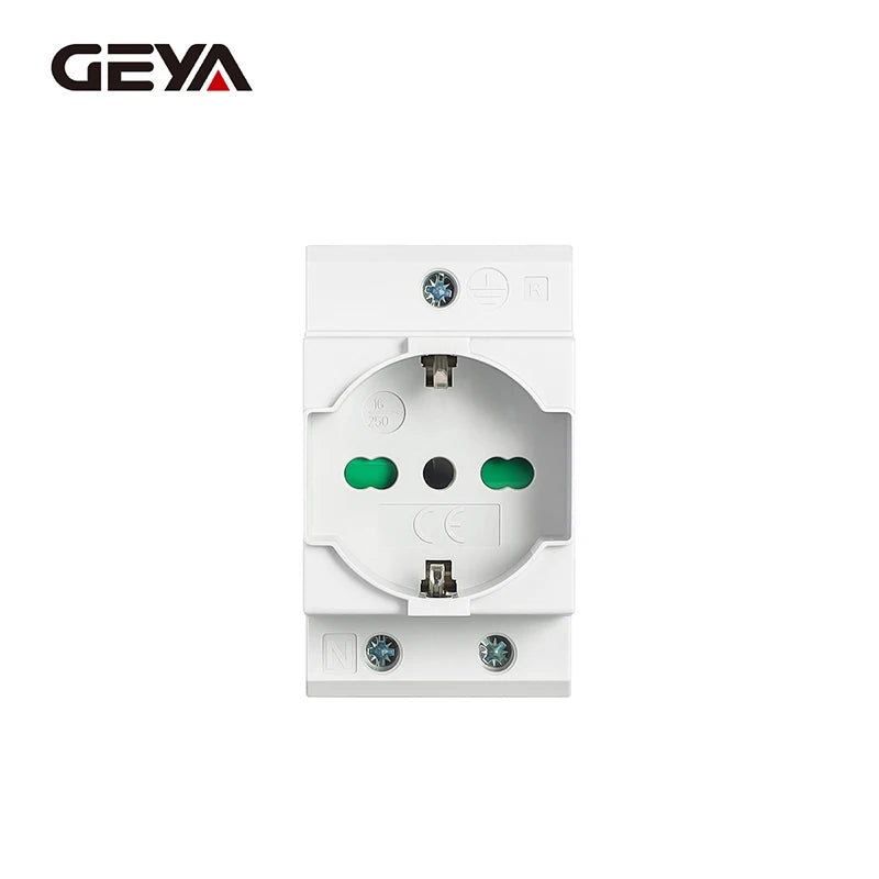 GEYA 16A 220V AC DIN-Schienen-modulare Steckdose – 35 mm, EU/FR/US/BK/IT, industrieller und privater Gebrauch, Netzteil-Adapter-Anschluss.