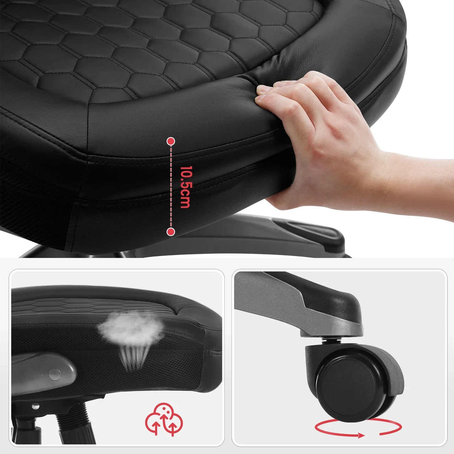 WOLTU Ergonomischer Büro-Computerstuhl mit hoher Rückenlehne, höhenverstellbarem, gepolstertem Sitz, Chefsessel aus Kunstleder