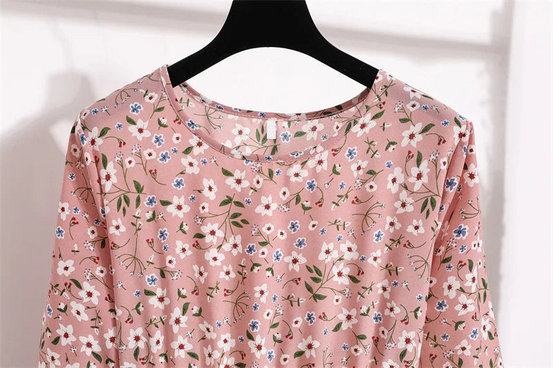 Women Floral Printed Maxi Dresses Spring Summer Casual O Neck Full Sleeve High Waist A Line Boho Beach Party Long Dress Vestidos