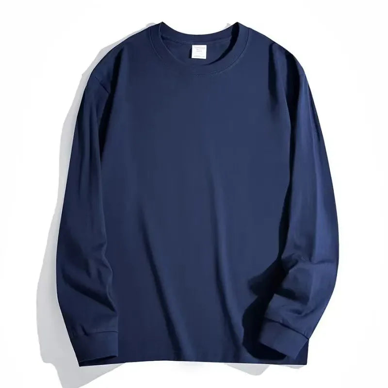 300gsm Heavy Weight Cotton T-shirt Long-sleeved T-shirt for Men Women Pure White Men's Blank Shirt Wholesale.