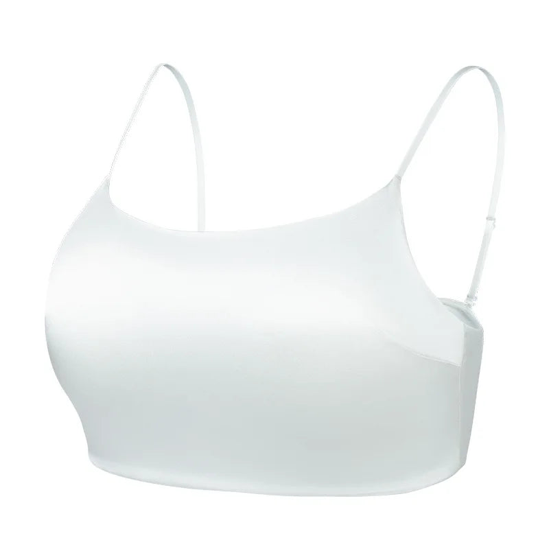 Birdtree 19MM 93% Mulberry Silk 7% Spandex Solid Bra,Women Satin 3/4 Cup U-shaped Back Soft Breathable Sling Underwear A59124JF.