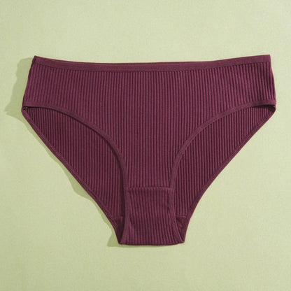 5PCS Women's Cotton Panties Sexy Low Waist Briefs Striped Underpants Female Comfortable Stretch Lingerie Ladies Soft Underwear