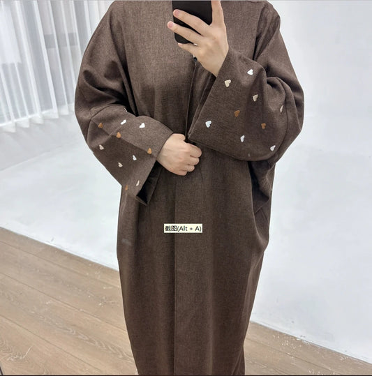 2025 Ramadan Eid Open Butterfly Moon Heart Modest Kimono Abaya Dubai Turkey Muslim Dress Abayas for Women Kaftan Kebaya Caftan.