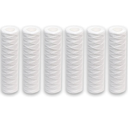 6pcs Universal String Wound Sediment Water Filter Cartridges for Most 10-Inch RO Unit 5 Micron – 10" x 2.5"
