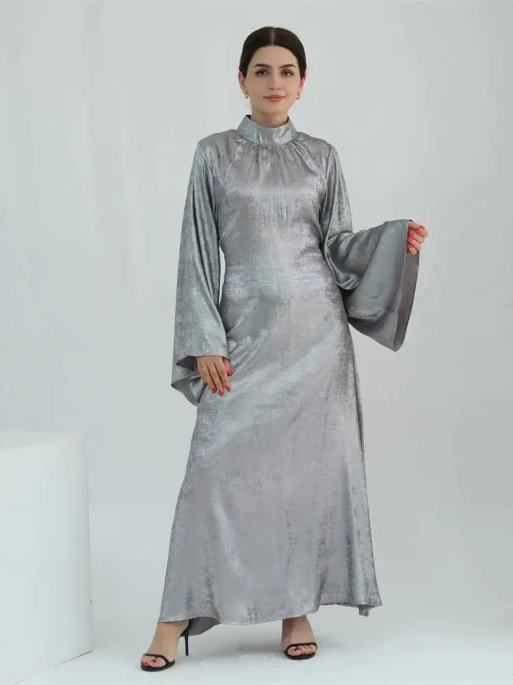 Ramadan Satin Shimmer Abaya Damen Dubai Luxury Islam Muslim Kaftan Dresses Kebaya Abayas For Women Robe Musulmane Femme Vestidos
