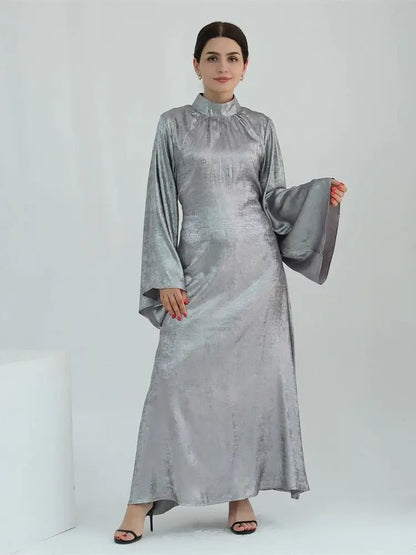 Ramadan Satin Shimmer Abaya Damen Dubai Luxury Islam Muslim Kaftan Dresses Kebaya Abayas For Women Robe Musulmane Femme Vestidos
