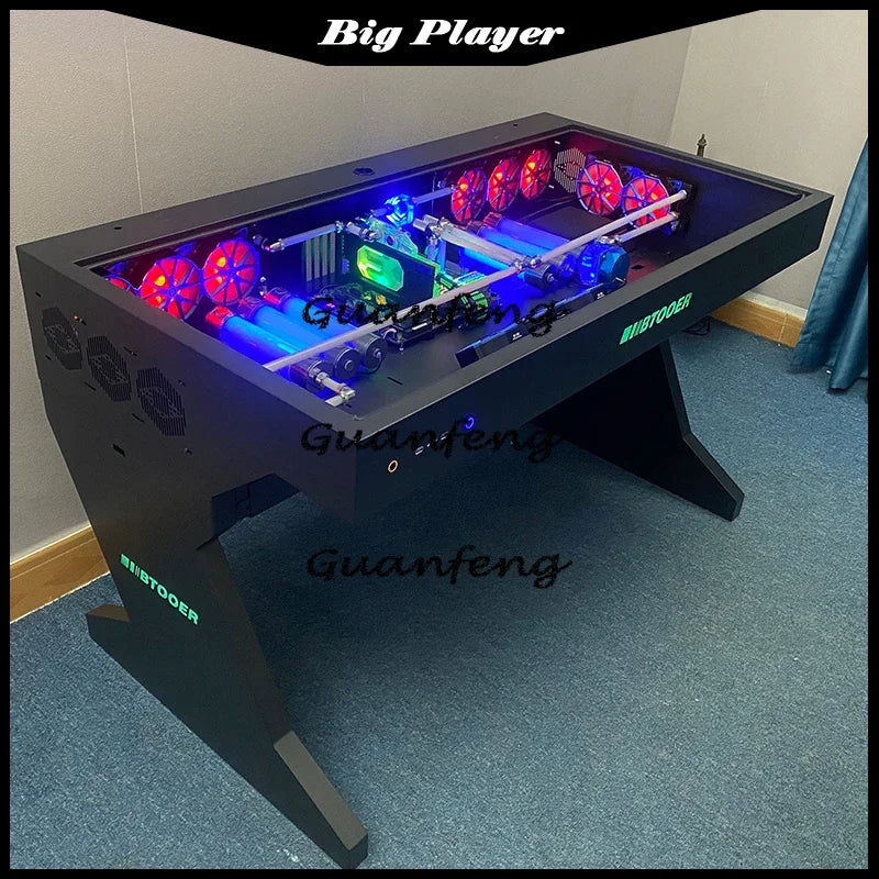 Computergehäuse für große Spieler, All-in-One-Tisch, hochwertiger Desktop, vollständig transparent, großes Gehäuse, cooler wassergekühlter Sci-Fi-Spieltisch