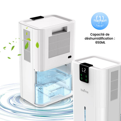 LOEFME 2.8L Mute Dehumidifier 650ml/Day Moisture Absorbers Air Dryer Quiet Air Dehumidifier with Touch Display For Home Bathroom.