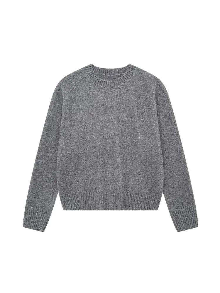 TRZA-Damen Soft Touch Übergroßer Strickpullover, O-Ausschnitt, lange Ärmel, weibliche Pullover, schicke Tops, Mode.
