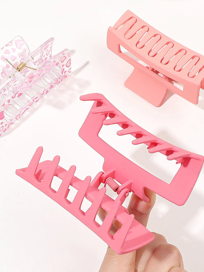 3 Pcs Frosted Cream Color Transparent Fruit Shark Scratch Clip-ins Style Back of Head Premium Wind Plate Women Hair Accessories.