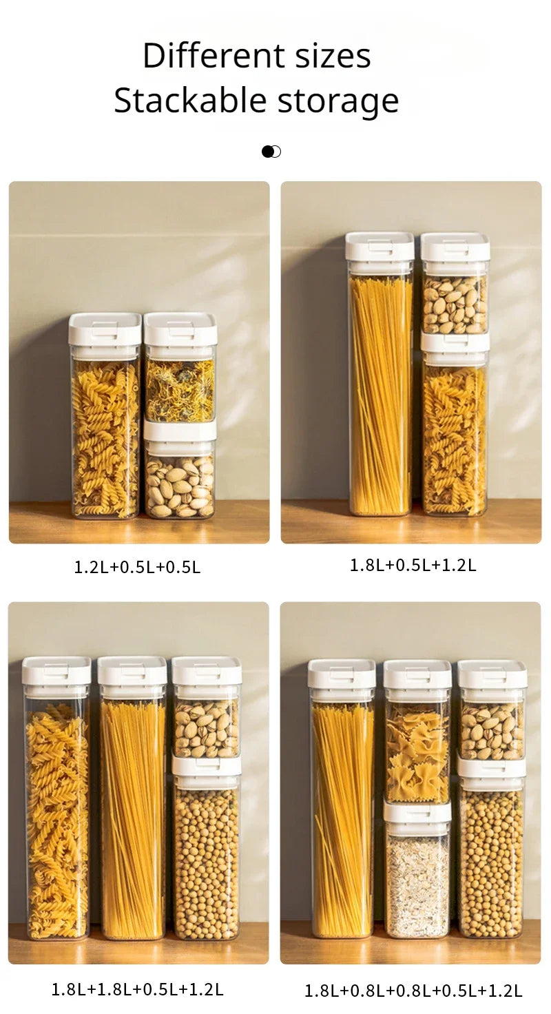 Moisture-Proof Sealed Tank Square Transparent Grain Storage Jar Dried Fruit Snack Box Cans Kitchen Plastic Container Organizer.