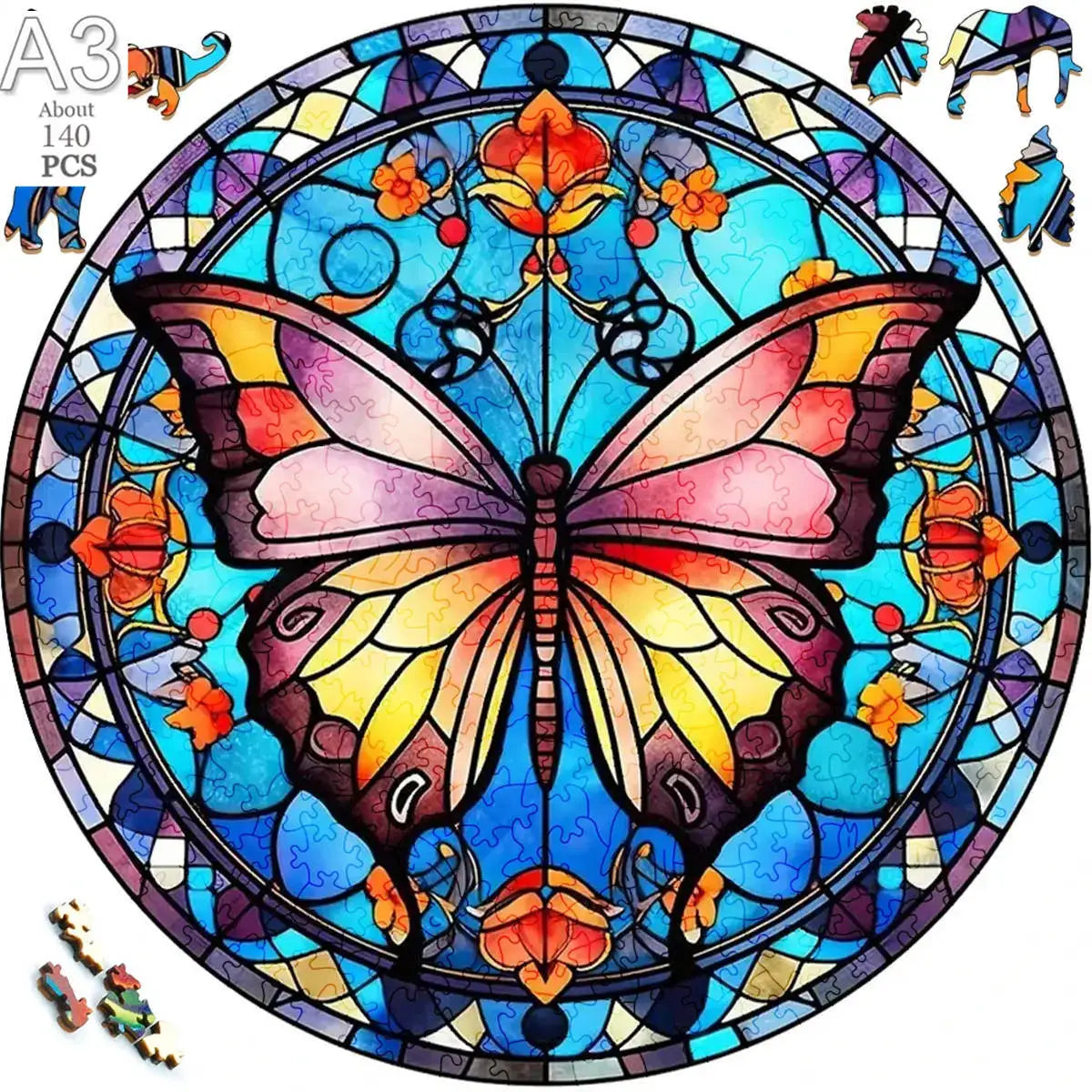 Giraffe Wooden Animal Puzzle Medium Difficulty Wood Jigsaws for Kids Adults Dragonfly Jigsaw Interesting Intelligent Toys