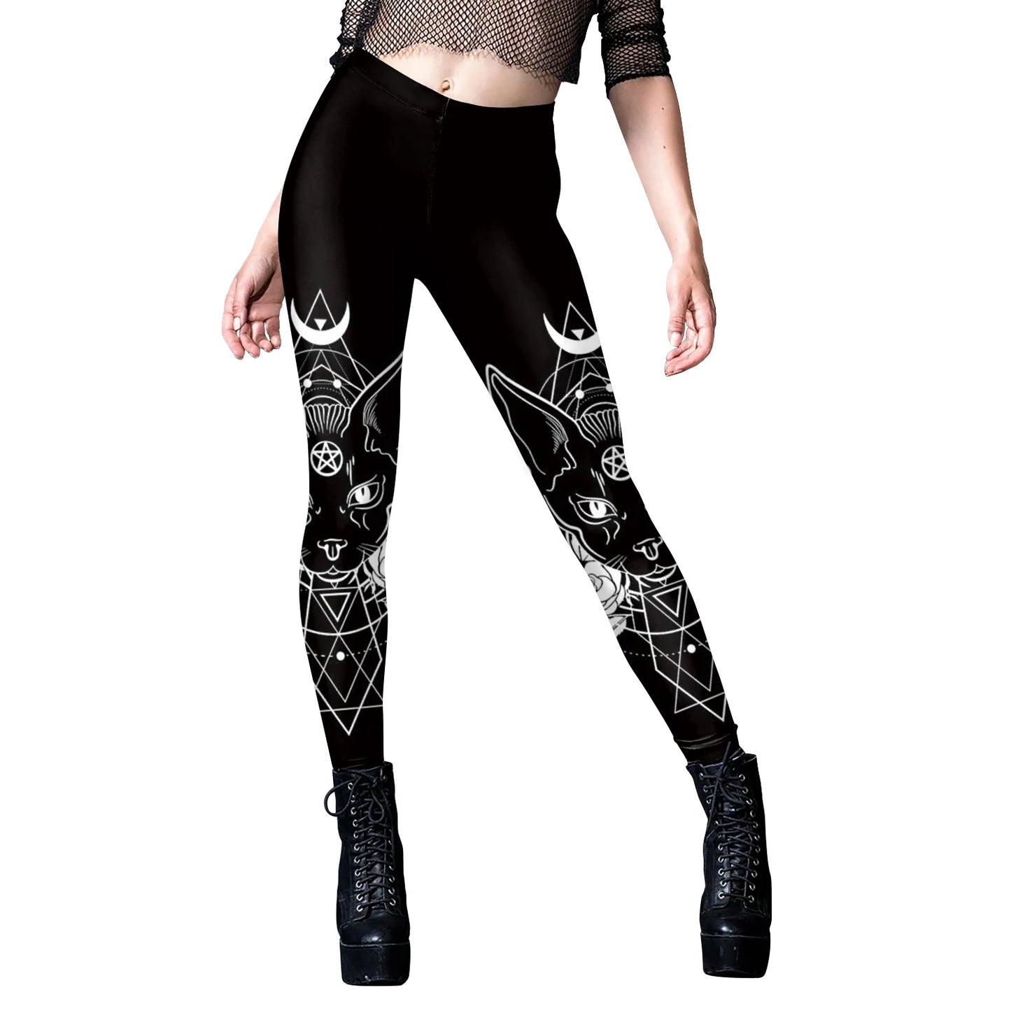 [You're My Secret] Sexy Women's Black Ouija Punk Rock Gothic Leggings For Women Push Up Fitness Legging Stretch Printed Leggins.