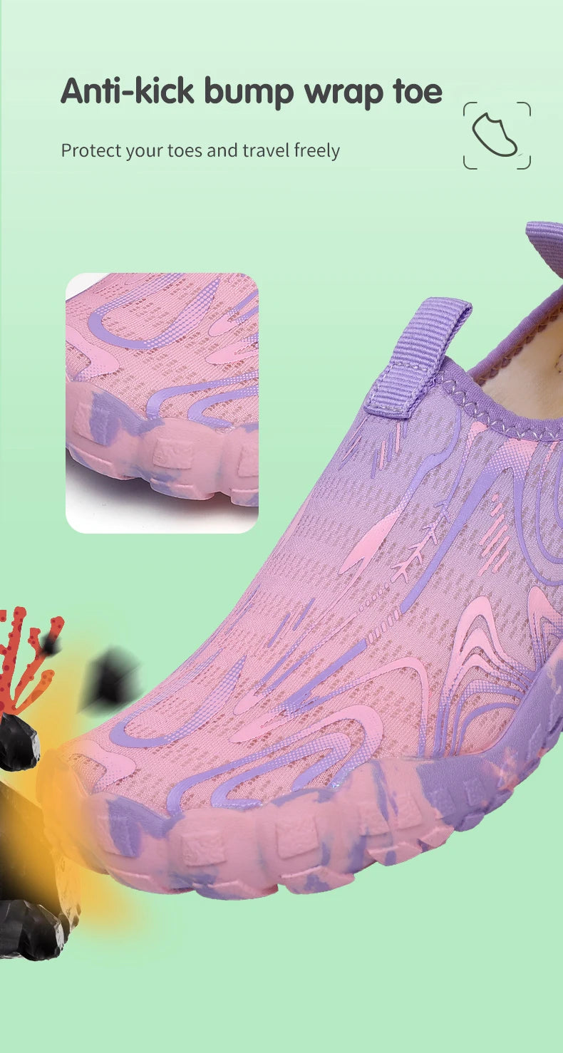 Kids Students Barefoot Quick-Drying Beach Swimming Aqua Shoes Boys Girls Fitness Running Shoes Summer Parent-child Water Shoes.