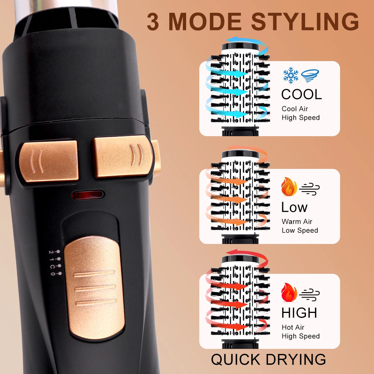 Hatteker EU 4-Head Hot Air Brush Hair Dryer Strong Wind Electric Straightener Curler Roller Comb Blower Styling Tool for Woman.