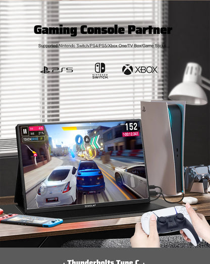 ZEUSLAP 16" 2.5K 144hz Portable Monitor 2560*1600 16:10 100%sRGB 500Cd/m²  Travel Gaming Display for Laptop Switch ps4 ps5 Xbox.