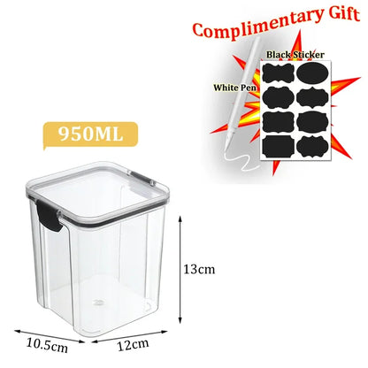 Food Box Storage Container With Airtight Lid Condiment Organizer Plastic Dispenser Jar Hermetic Kitchen Cereal Snack Spaghetti