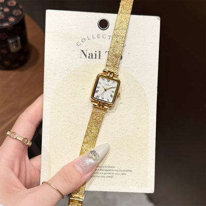GEDI Gold Stainless Steel Quartz Watch Square Woman High-End Vintage Light Luxury Elegant Women's Wristwatches Gift.