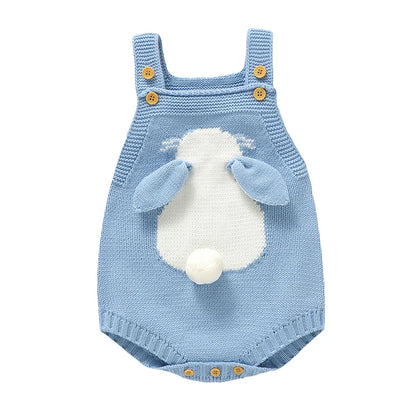 Baby Bodys Gestrickte Infant Mädchen Junge Sling Overall Ärmel Neugeborenen Kind Kleidung Niedlichen Cartoon Bunny 0-18M Overalls mode.