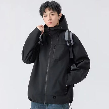 Outdoor Windbreaker Hooded Jacket Men Softshell Zip Up Windproof Waterproof Mountain Skiing Hiking Camping Jacket Autumn Coats.