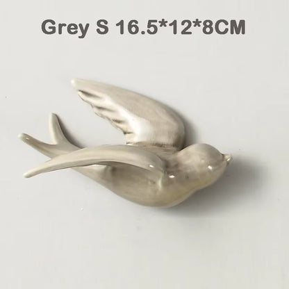 Ceramic Swallows Sparrow 3D Simple Ceramic Birds Murals Wall Hanging Decorations Crafts Home Ornaments Home Wall Sculptures RE