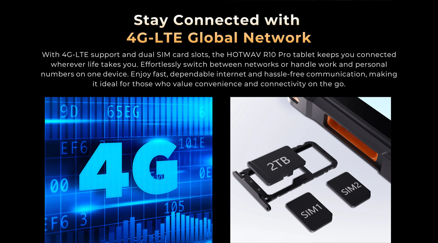 Rugged Tablet HOTWAV R10 Pro 20 (8+12)GB + 256GB, 10.1'' Display, 5MP+13MP Cameras, Android 14.0, 10800mAh Battery, Dual SIM, GPS, 4G