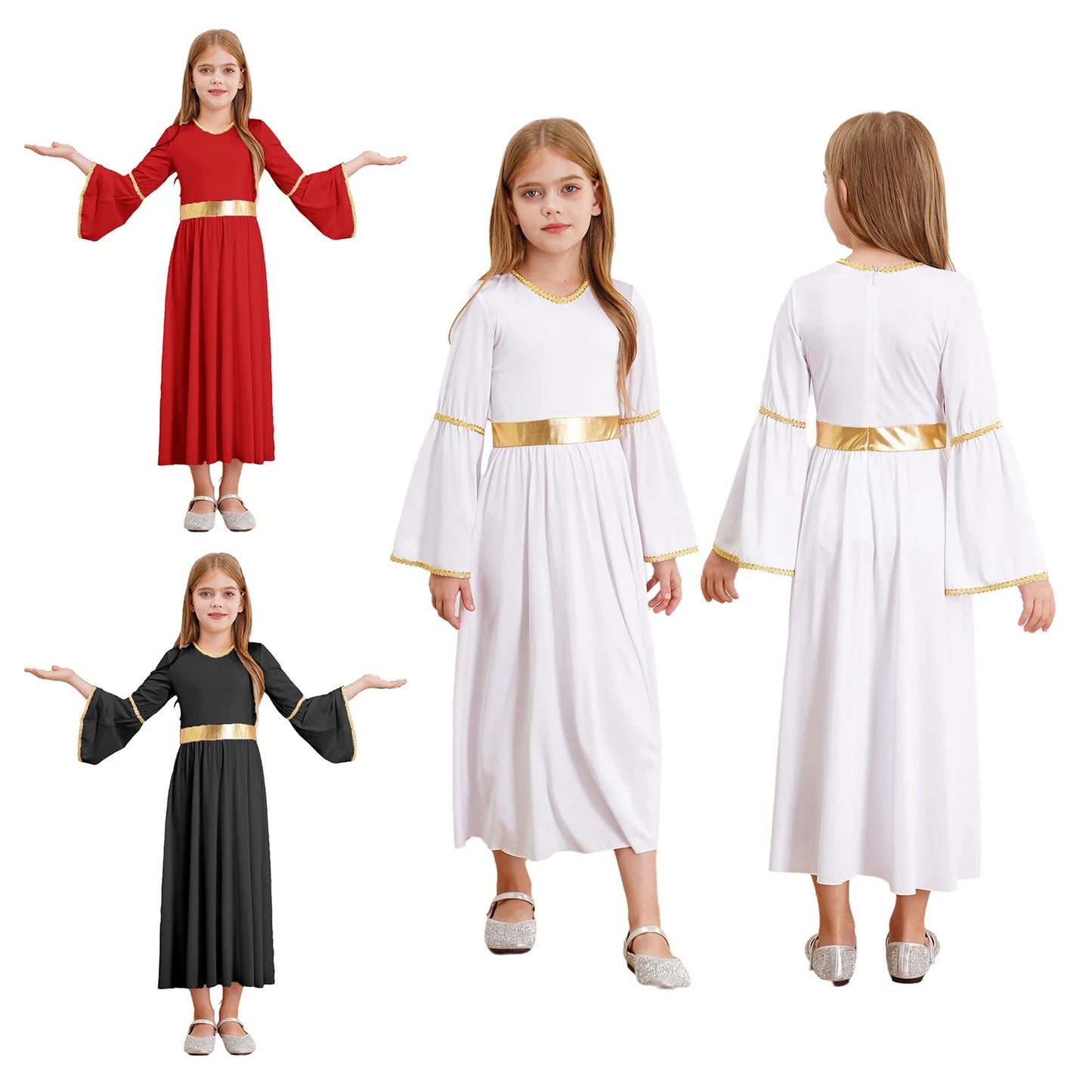 Kinder Mädchen Engel Kostüm Weiß Griechischer Gott Robe Halloween Cosplay Kleid Rollenspiel Karneval Performance Kleid mit Flügeln Dress Up.