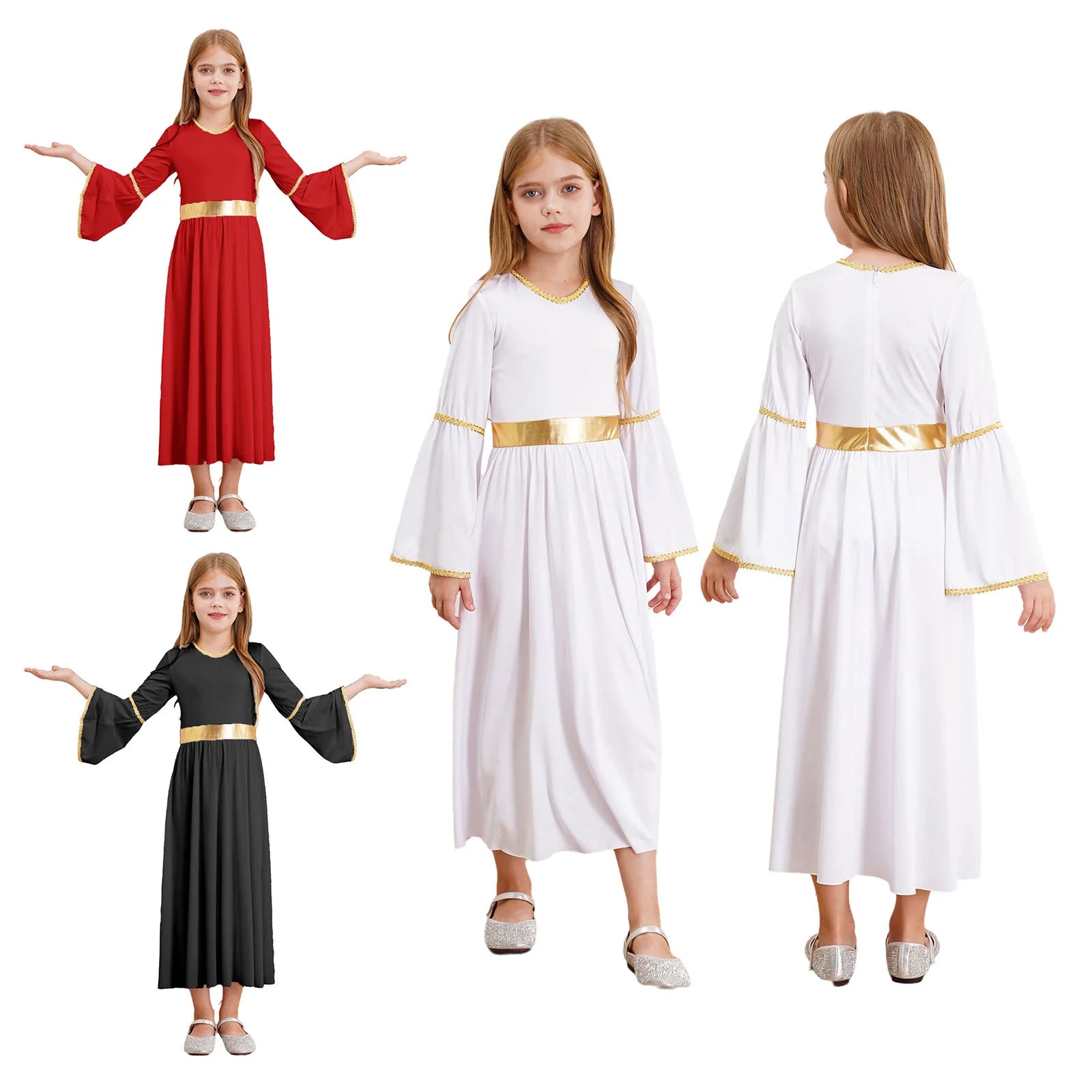 Kinder Mädchen Engel Kostüm Weiß Griechischer Gott Robe Halloween Cosplay Kleid Rollenspiel Karneval Performance Kleid mit Flügeln Dress Up.