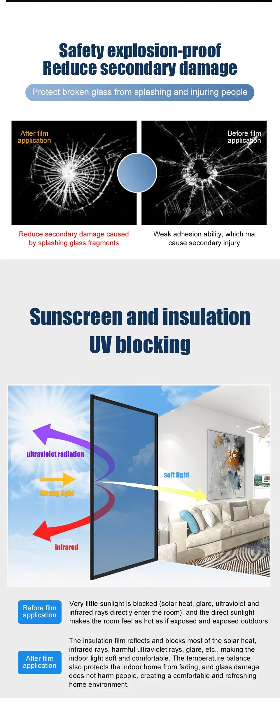 Haus Anti-Look Fenster Privatsphäre Film Kleber Vinyl Spiegel folie Einweg Auto Glas Bildschirm Tönung Aufkleber Rollen UV-Schutz Werkzeuge