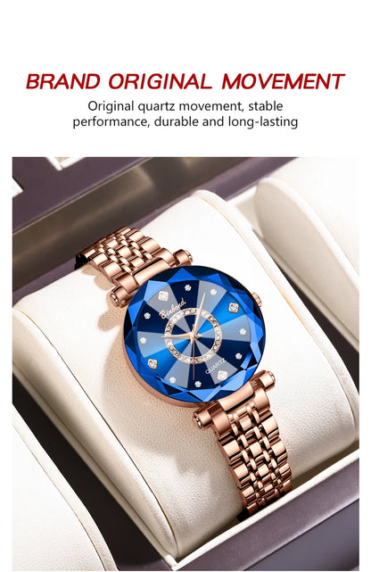 BINBONDN10 Women's Watches Elegant Fashion Original Quartz Watch for Lady Heart of the Ocean Design Waterproof Luminous Diamond.