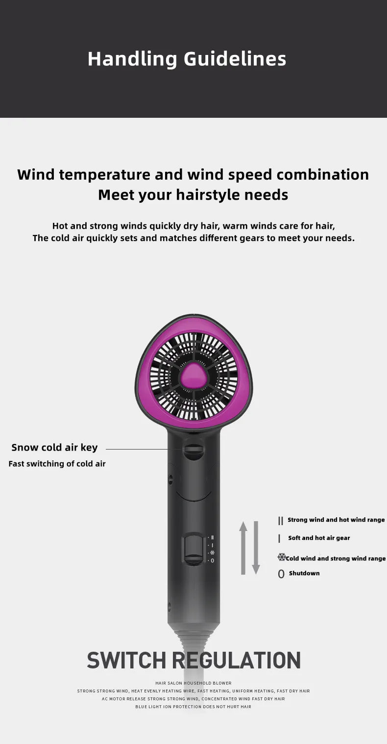 Professional Hair Dryer With High Air Volume And Quick Drying Negative Ion Hair Care EU/US/UK/AU Plug For Home Use Hair Dryer