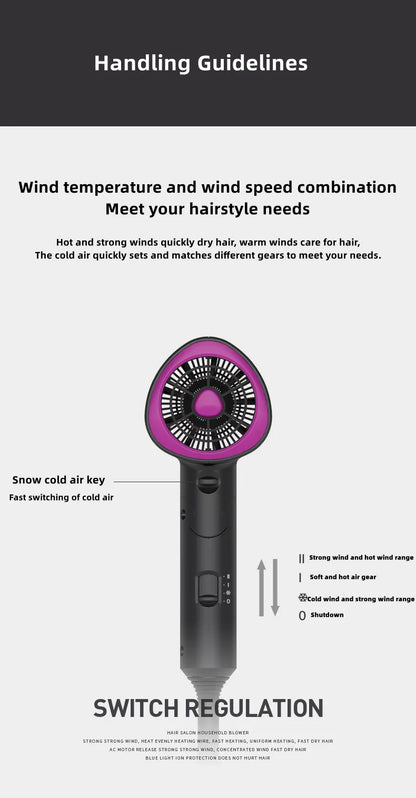 Professional Hair Dryer With High Air Volume And Quick Drying Negative Ion Hair Care EU/US/UK/AU Plug For Home Use Hair Dryer