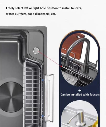 Japanese 3D Flat Large Single Slot Little millet grain Nano 304 Stainless Steel Kitchen Sink Wash Basin Dish Basin for Household