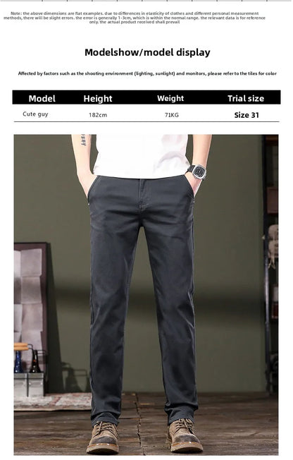 Seven-Color Stretch Jean Men's Trendy Wild Simple 97% Cotton High-End Slim-Fitting Small Straight Casual Men's Clothing Trousers
