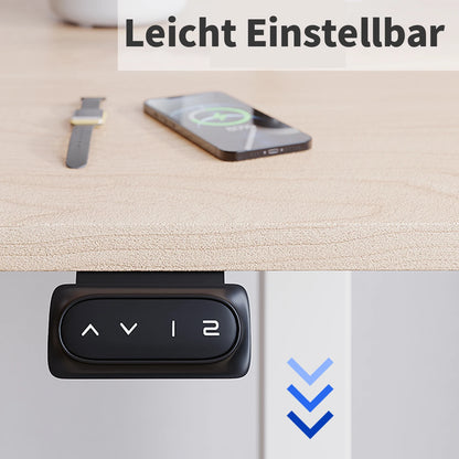 Devoko Höhenverstellbarer Schreibtisch Elektrischer mit Tischplatte 140x60cm Höhenverstellbarer Tisch Stehschreibtisch