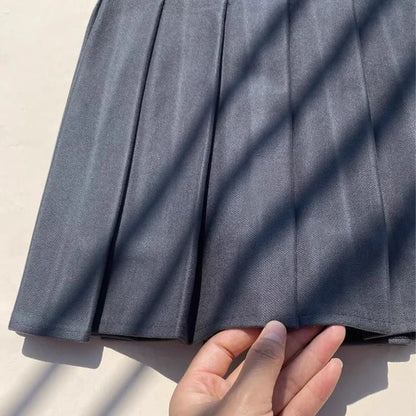 Faux Wool Pleated Skirts for Women Y2K Autumn Winter High Waist Preppy Woolen Jk Dance Skirt Korean Streetwear Female Mini Skirt