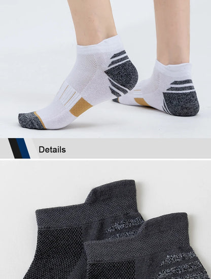 5 Pairs Socks Men's Short Socks Sweat Absorbent and Odorous Basketball Socks Running Sports Socks Breathable Mesh Men's Socks.