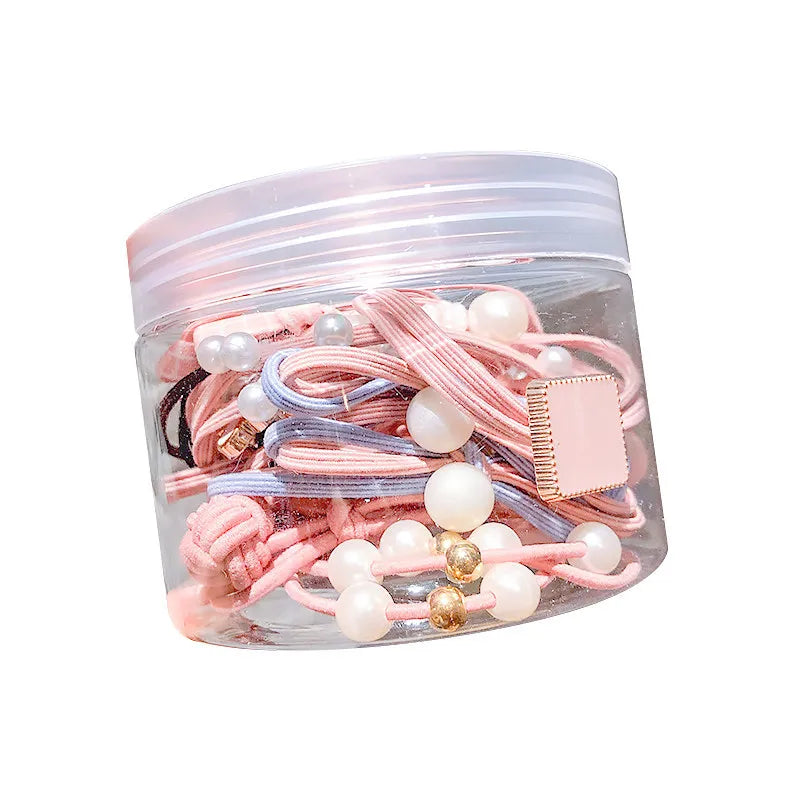 50/12PCS  Women Elastic Hair Ties Pearls Fashion Girls Scrunchies Ponytail Holder Rubber band Hair Rope Hair Accessories.