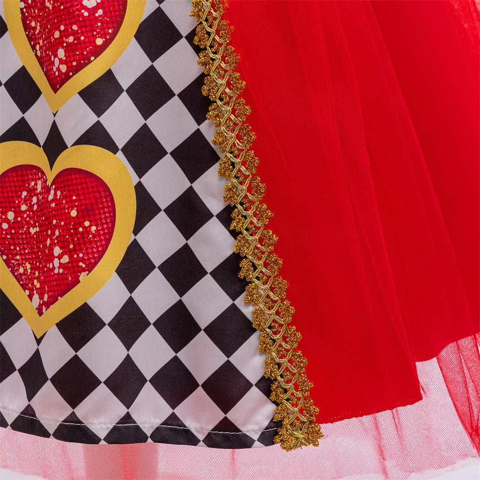 Alice Red Queen Cosplay Prinzessin Kleid Mädchen Deluxe Performance Kleidung Kind Karneval Halloween Party Charm Kostüm Geburtstagsgeschenk.