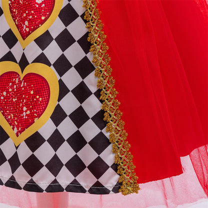 Alice Red Queen Cosplay Prinzessin Kleid Mädchen Deluxe Performance Kleidung Kind Karneval Halloween Party Charm Kostüm Geburtstagsgeschenk.