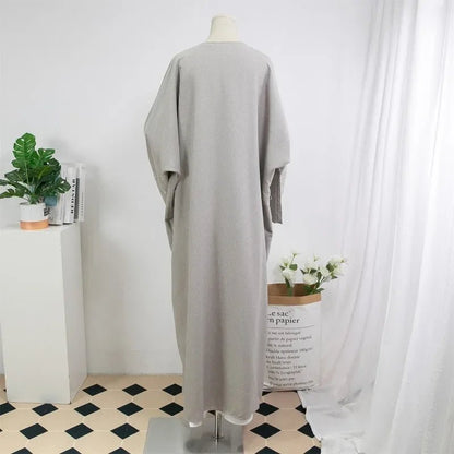 Muslimische Abayas lose Kaftan Frauen islamische Kleidung Mond Stickerei offene Front Abaya Langarm Maxi Länge Kleid Frauen Jilbabs.