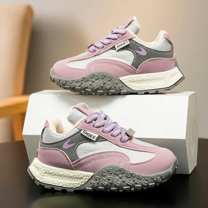 Girls Trendy Athletic Sneakers Durable Suede Comfortable Fit NonSlip Rubber Outsole Kids Causal Shoes Non-slip Boys Sports Shoes.