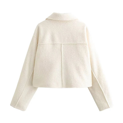 2025 frauen Elegante Feste Mantel Zipper Langarm Tasche Bomber Jacke Weibliche Casual Weiche Woolen Lose Streetwear Mäntel.