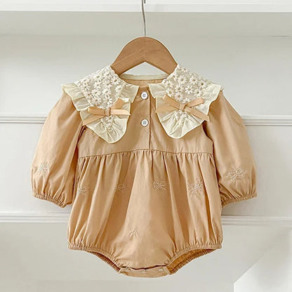 2023 neue Frühjahr 0-24 M Baby Mädchen Kleidung Infant Baby Mädchen Overall Lange Ärmeln Baumwolle Stickerei Neugeborenen baby Mädchen Bodys