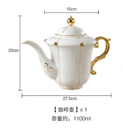 Bone China Coffee Set Europe Porcelain Tea Set Simple Ceramic Pot Creamer Sugar Bowl Teatime Teapot Coffee Cup Mug Coffeeware