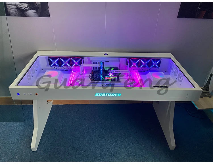 Computergehäuse für große Spieler, All-in-One-Tisch, hochwertiger Desktop, vollständig transparent, großes Gehäuse, cooler wassergekühlter Sci-Fi-Spieltisch