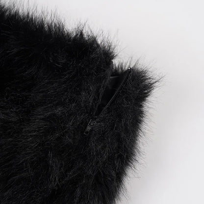 2025 Fall Winter Women Fashion Faux Fur Bodycon Mini Skirts All Matching Basic Casual Streetwear Bottoms Furry Skirt Clubwear.