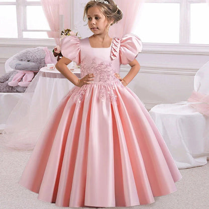 Prinzessin Mädchen Kommunion Geburtstags feier Tanz Leistung Pailletten schwarz Kleid Mädchen Hochzeit Brautjungfer Party Langarm Kleid.