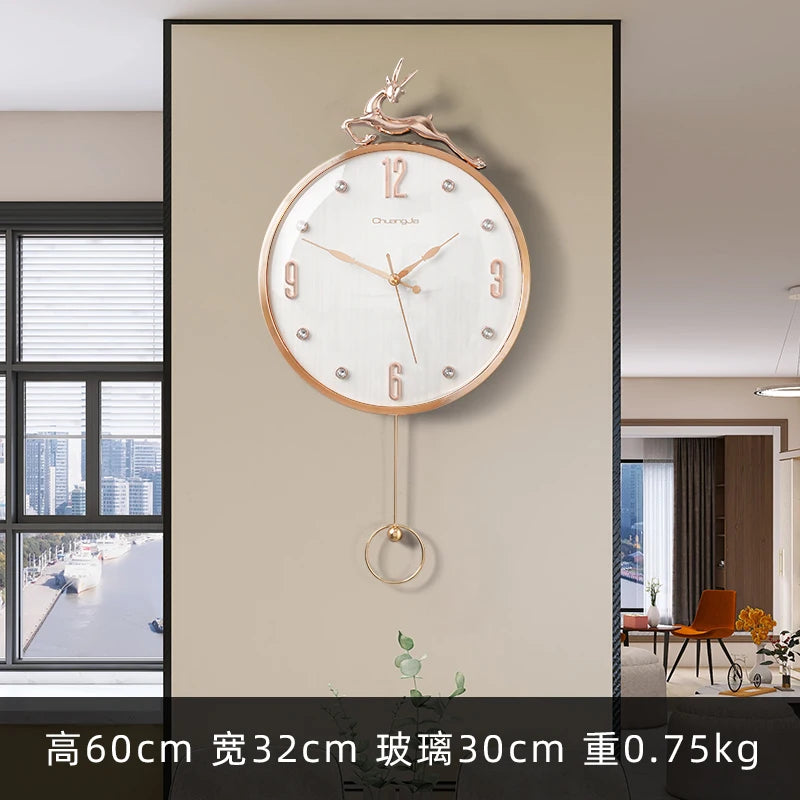 13-Zoll-Wanduhr mit verheißungsvollem Hirsch, nordisches kurzes Design, Wohnzimmer-Dekoration, Küche, Stummschaltung, Uhren, Kunst, Wanduhr, Heimdekoration, NEU