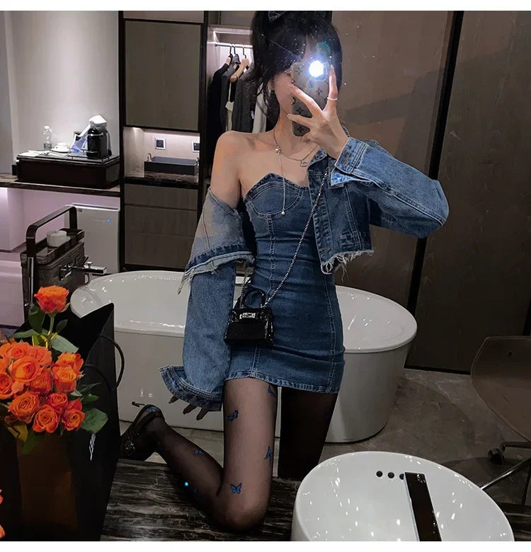 Sexy Blue Butterfly Net Stockings Women's Long Tube Socks Invisible Sweat Absorbent Polka Dot Design Pure Desire Stockings.